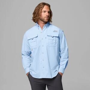 Columbia PFG Bahama II Long Sleeve Light Blue Men's Casual Button Down XLT